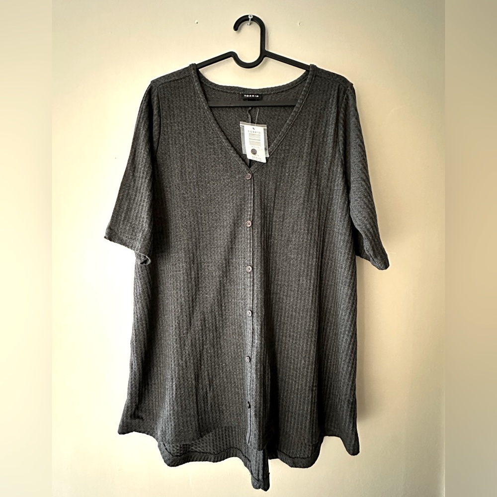 Torrid Dark Grey Waffle Button-Down Shirt